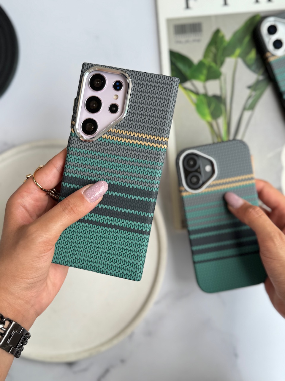 قاب گوشی سامسونگ Green Carbon Vintage با مگ سیف
