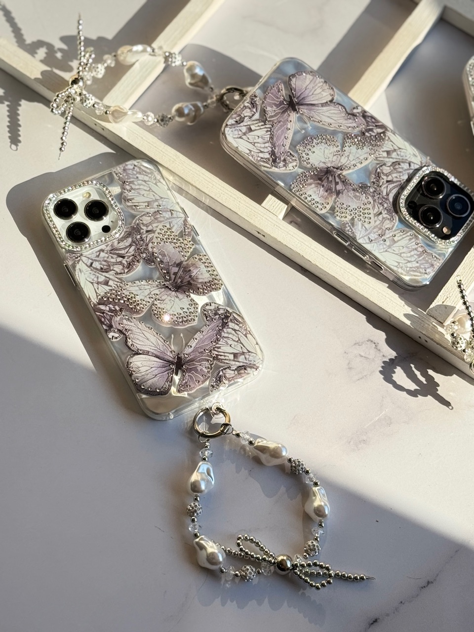 قاب گوشی آیفون Grey butterfly diamond