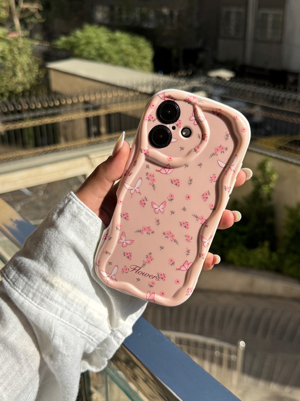قاب گوشی آیفون Peachy Flowers & butterfly