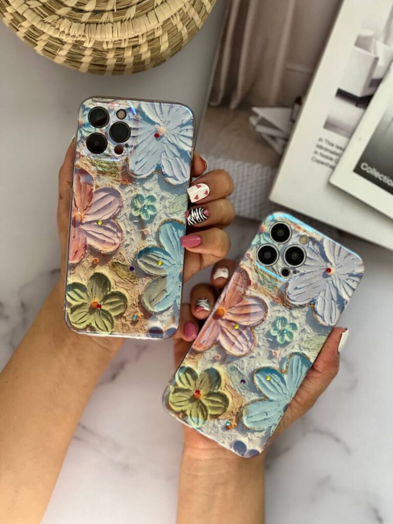 قاب موبایل آیفون گل آبرنگی ژله ای سه بعدی