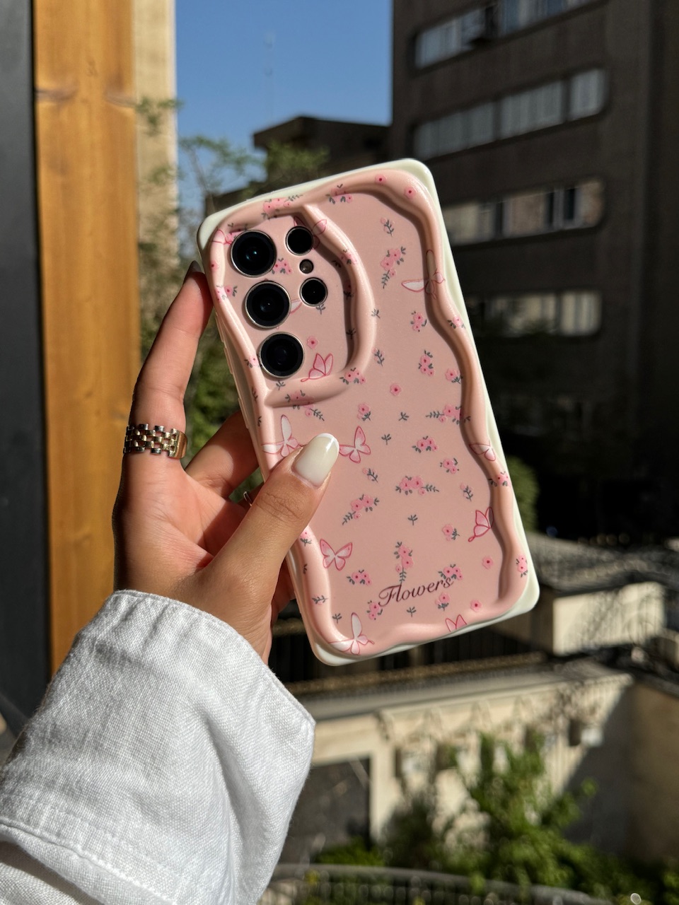 قاب گوشی سامسونگ Peachy Flowers & butterfly