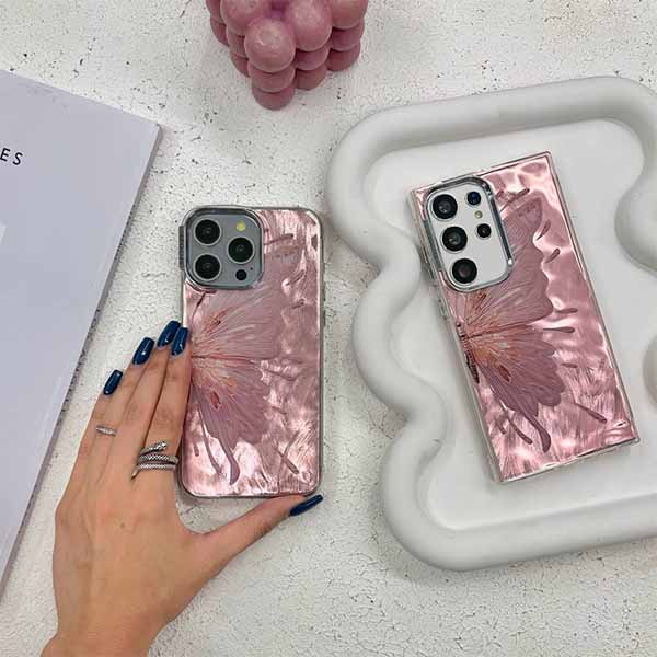 قاب گوشی آیفون پروانه صورتی