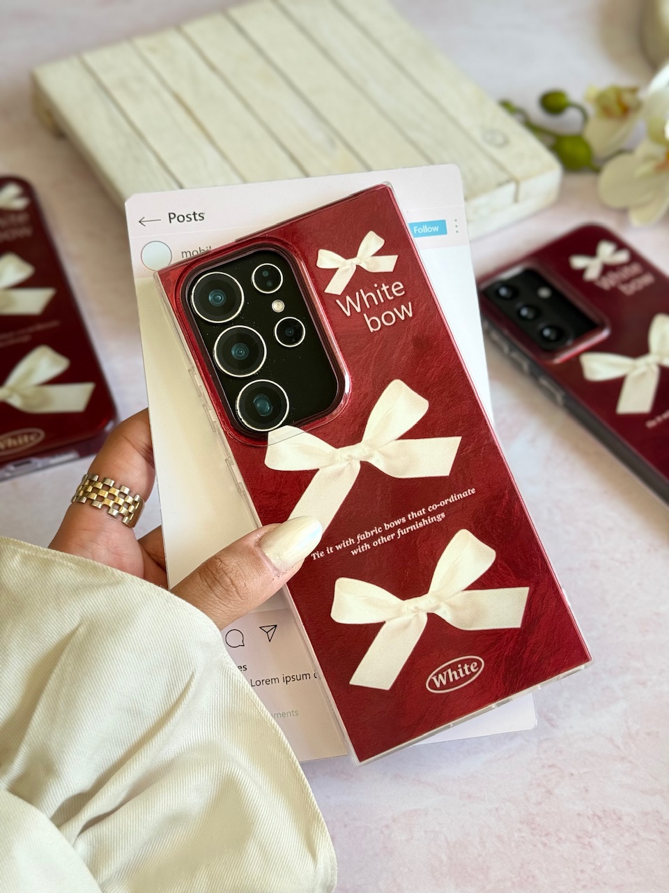 قاب گوشی آیفون چری white bow